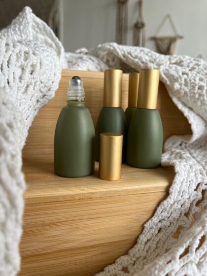 בקבוקון זכוכית בצבע ירוק